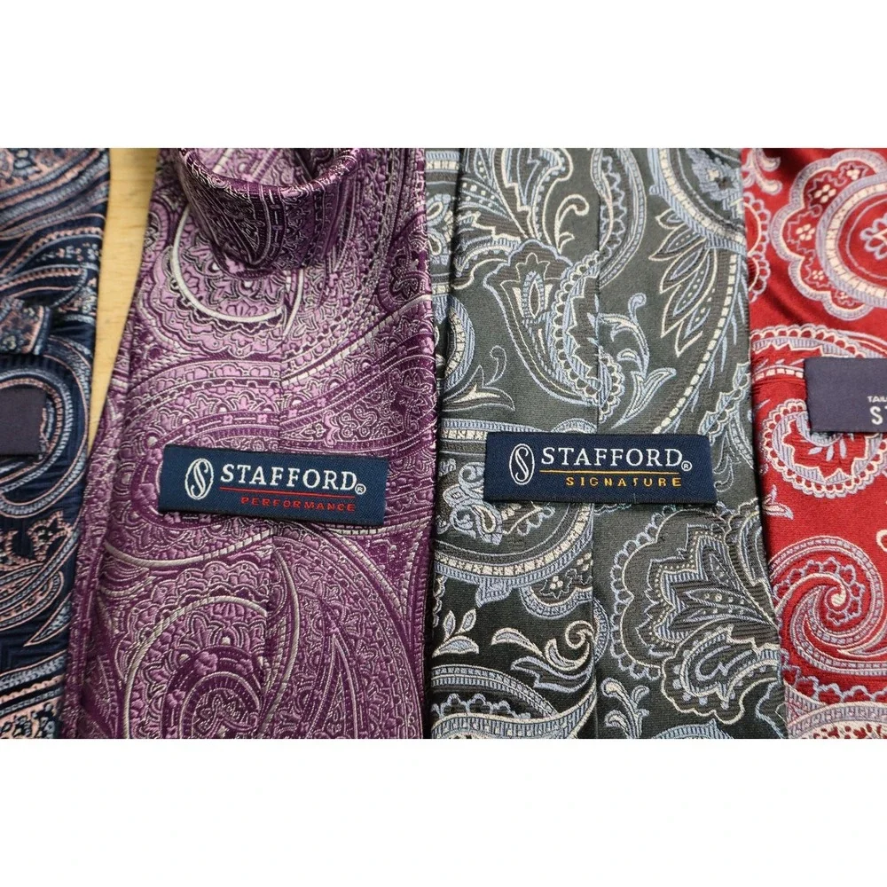 Lot of 9 Stafford‎ Silk Mens Dress Ties Blue Black Paisley Geometric Performance